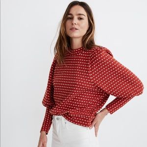 NWT Madewell Puff-Sleeve Mockneck Top